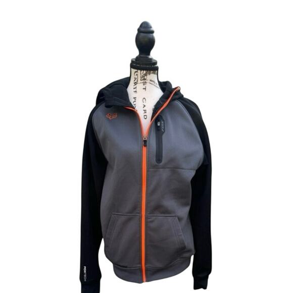 Foxtech Restriction Full Zip Hooded Thermabond racing Jacket Black Gray mens M - Picture 1 of 8